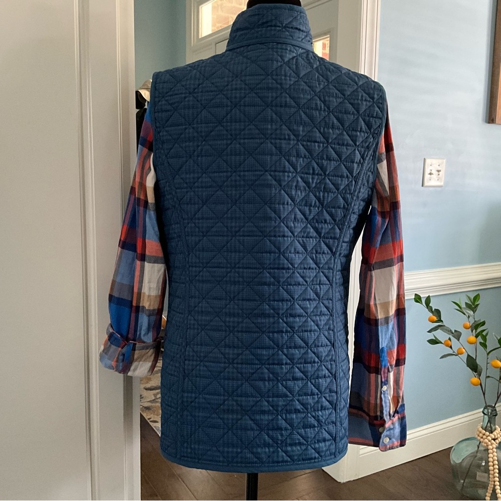 Reversible Land’s End Vest Blue Plaid Double-Sided Vest Women’s Medium Vest - Picture 9 of 10